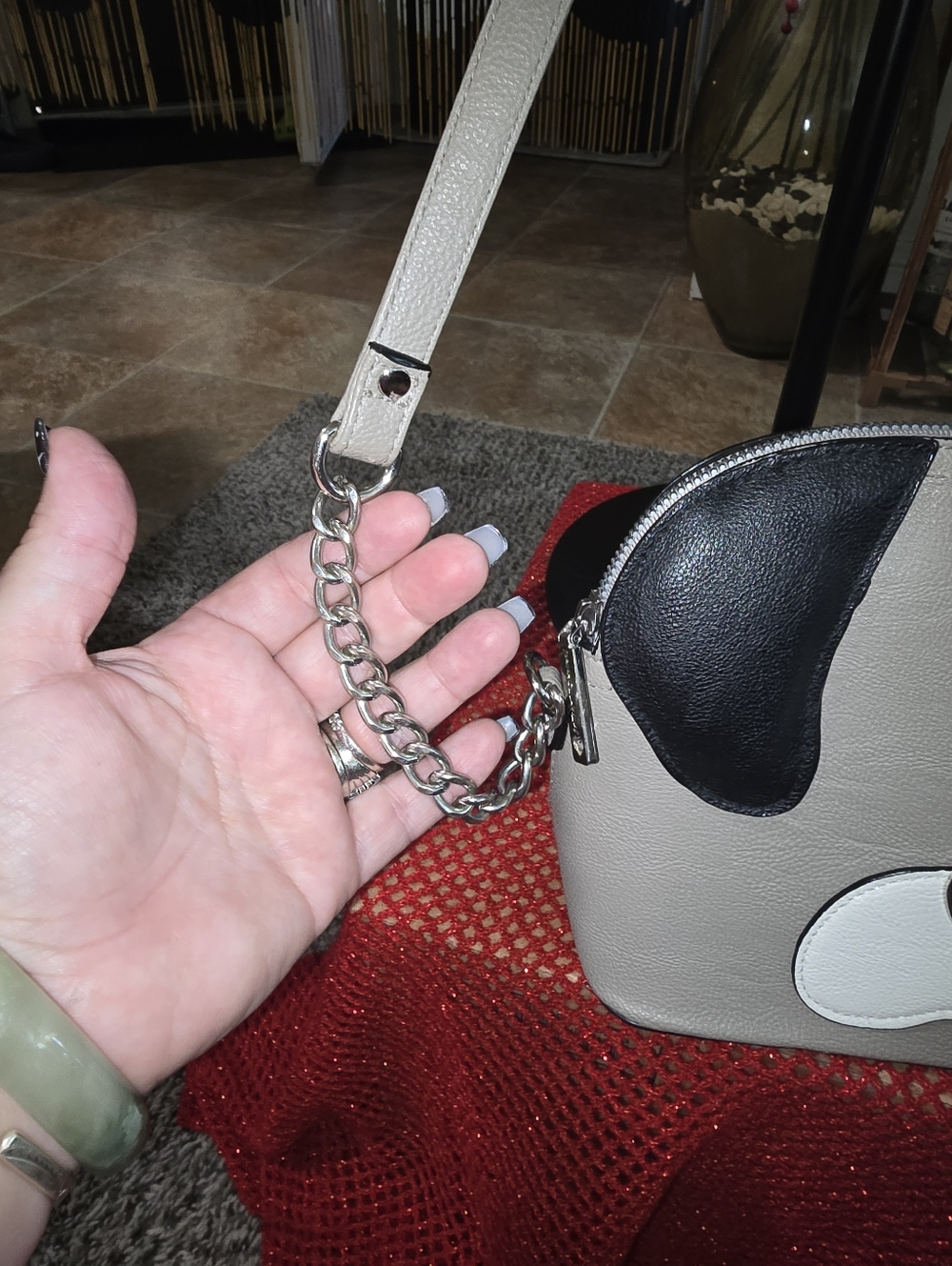 Betsey Johnson Black White Gray Puppy Applique Crossbody In Preloved Condition - Picture 5 of 12